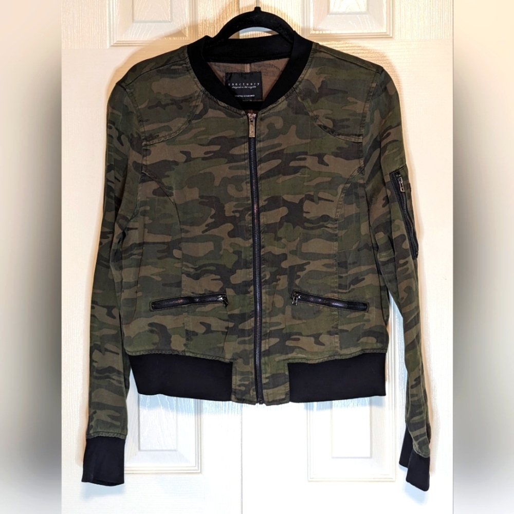 5/$25 Sanctuary Camouflage Jacket  with Black Cuffs and Hem